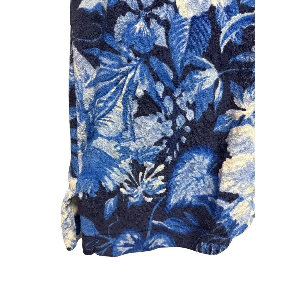 Polo Ralph Lauren Men's Camp Shirt Slim Fit Floral Blue Button Pocket Medium